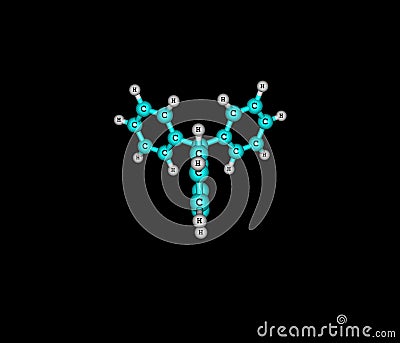 Triphenylmethyl radical molecule isolated on black Stock Photo