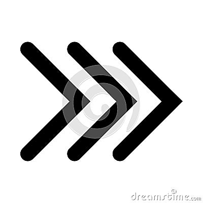 Triple arrow pointer with rounded edges. Three black thin arrows. Icon vector illustration Vector Illustration