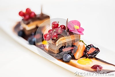 Triple chocolate dessert Stock Photo