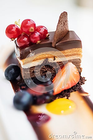 Triple chocolate dessert Stock Photo