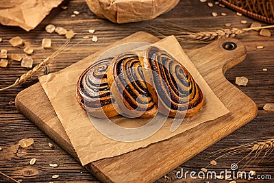 Triple chocolatey cocoa swirls Stock Photo