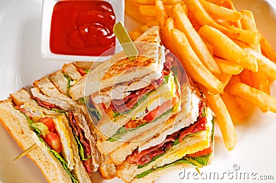 Triple decker club sandwich Stock Photo