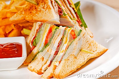 Triple decker club sandwich Stock Photo