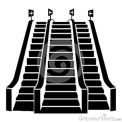 Triple escalator icon, simple style Vector Illustration