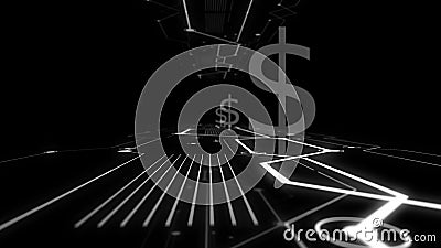 Triple exposure dollar symbol on virtual screen. Stock Photo