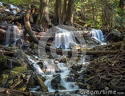 Triple falls at Bridal Falls in Chilliwack, British Columbia, Canada Stock Photo