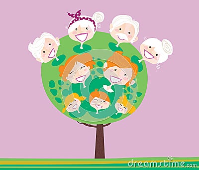 Triple generation family tree Vector Illustration