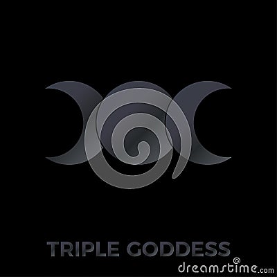 Triple Goddess sign. Hecate. Goddess of the moon. Symbol witch . Esoteric, sacred geometry, witchcraft. Wiccan vector Vector Illustration