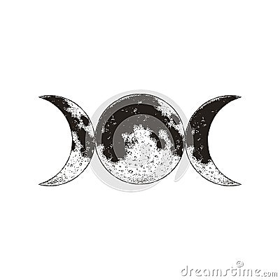 Triple goddess symbol, three moons, wicca, witchcraft, magical symbol, vector illustration Vector Illustration