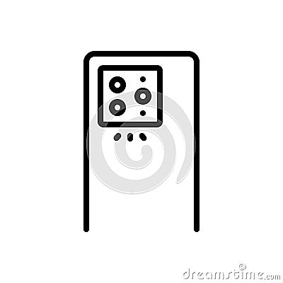 Black line icon for Triple, camera and smartphone Vector Illustration