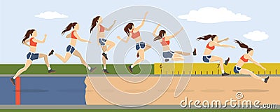 Triple jump moves. Vector Illustration