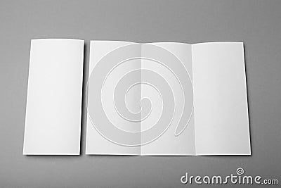 Triple paper brochure mockup. White folder template Stock Photo