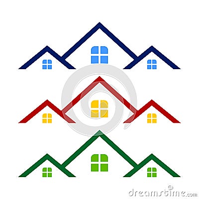 Triple Rooftop Real Estate Logo Symbol Design Template Vector Illustration