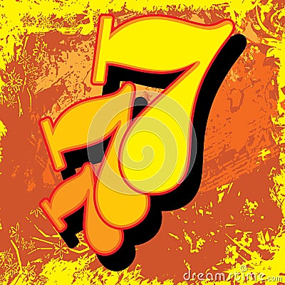 Triple seven numbers on a grungy background Stock Photo