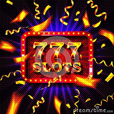 Triple sevens casino jackpot banner Cartoon Illustration
