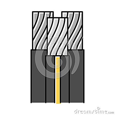 triplex wire cable color icon vector illustration Vector Illustration