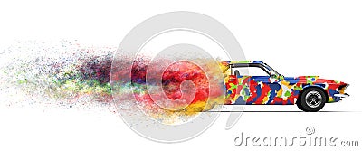 Trippy disintegrating car Stock Photo