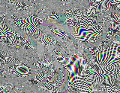 Trippy Psychedelic Rainbow Background Glitch LSD Colorful Wallpaper. 60s Abstract Hypnotic Illusion. Hippie Retro Stock Photo