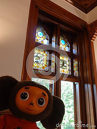 Trips through Spain with Cheburashka Editorial Stock Photo