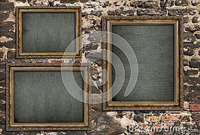 Triptych with empty canvas Stock Photo