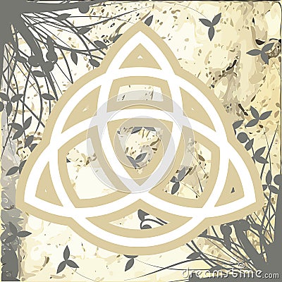 Triquetra on floral abstract background Stock Photo