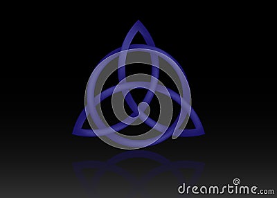 Triquetra logo, Trinity Knot, Wiccan symbol for protection. 3D Vector blue Celtic trinity knot set isolated on black background. W Vector Illustration