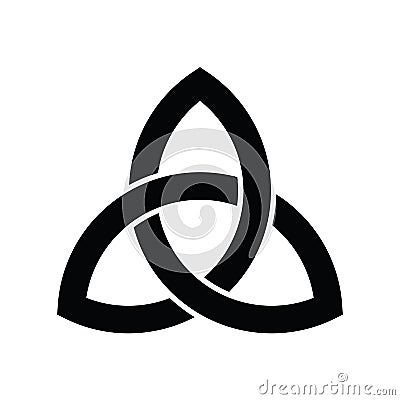 Triquetra sign icon. Leaf-like celtic symbol. Trinity or trefoil knot. Simple black vector illustration Vector Illustration