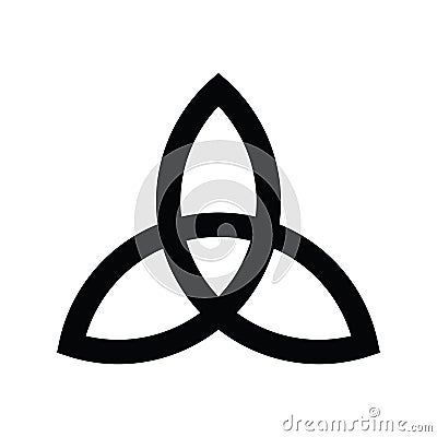 Triquetra sign icon. Leaf-like celtic symbol. Trinity or trefoil knot. Simple black vector illustration Vector Illustration