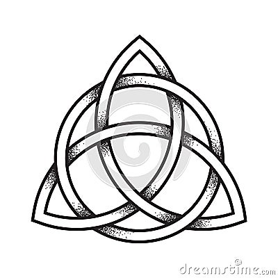 Triquetra or Trinity knot. Hand drawn dot work ancient Vector Illustration