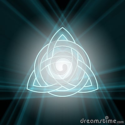 Triquetra Trinity knot with light flare Stock Photo