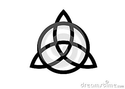 Triquetra, Trinity Knot, Wiccan symbol for protection. Vector Black Celtic trinity knot set isolated on white background. Vector Illustration