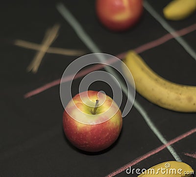 Tris Game with fruit Stock Photo