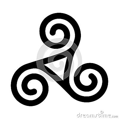 Triskelion symbol icon. Breton and Celtic spiral. flat vector illustration Cartoon Illustration