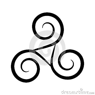 Triskelion symbol icon. Breton and Celtic spiral. flat vector illustration Cartoon Illustration