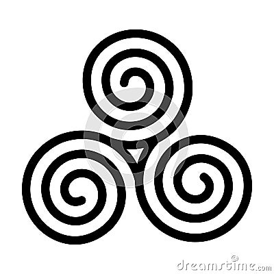 Triskelion symbol icon. Breton and Celtic spiral. flat vector illustration Cartoon Illustration