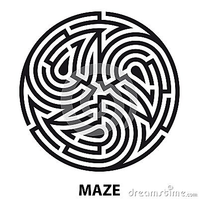 Triskelion symbol tattoo maze. Geometric circular labyrinth Vector Illustration