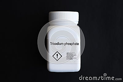 trisodium phosphate in bottle , chemical in the laboratory and industry Stock Photo