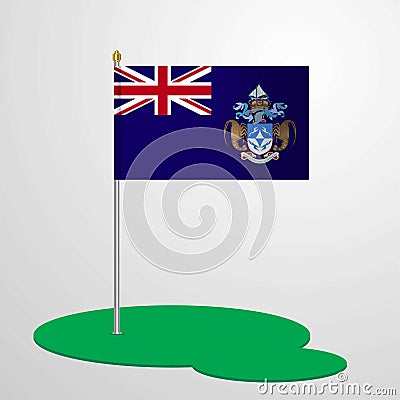 Tristan da Cunha Flag Pole Vector Illustration