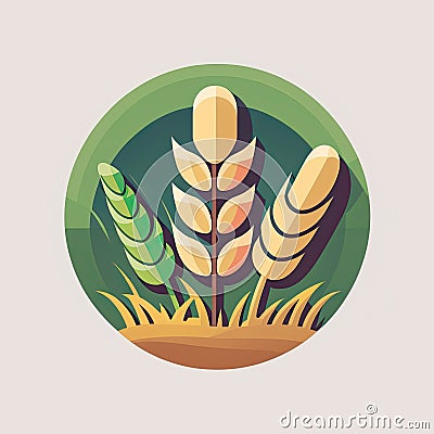 Triticale Vegetable Cute Playful Flat Icon by Generative AI Stock Photo