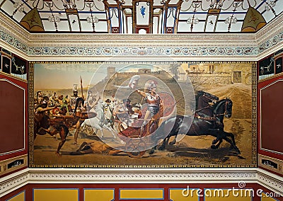 The Triumph of Achilles, in Achilleion palace, Corfu, Greece Editorial Stock Photo