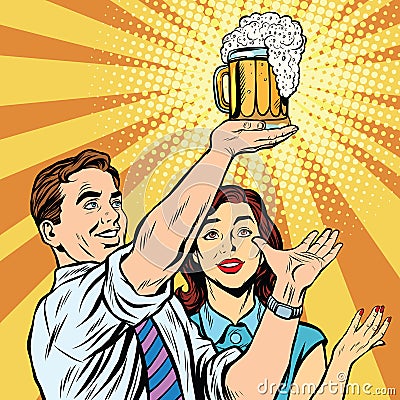 Triumph beer festival bar pub man and woman Vector Illustration