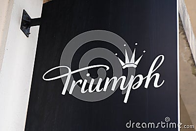 Triumph brand sign and text logo of shop international fashion women lingerie underwear Editorial Stock Photo