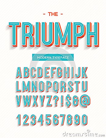 Triumph modern typeface. Font modern typography trend style for printing Vector Illustration
