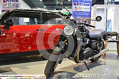Triumph motorcycle at Trans Sport Show on May 21, 2023 in Pasay, Philippines Editorial Stock Photo