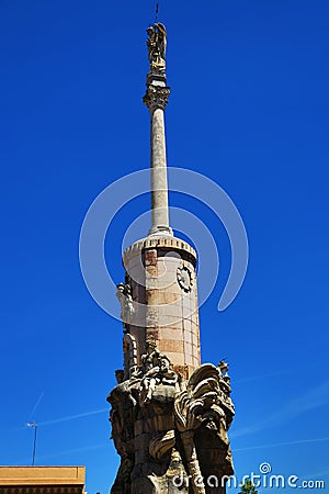 Triumph of Saint Rafael (Spanish:Triunfo de San Rafael), historic 18th century monument in the city of Cordoba, Spain, Andalusia Stock Photo