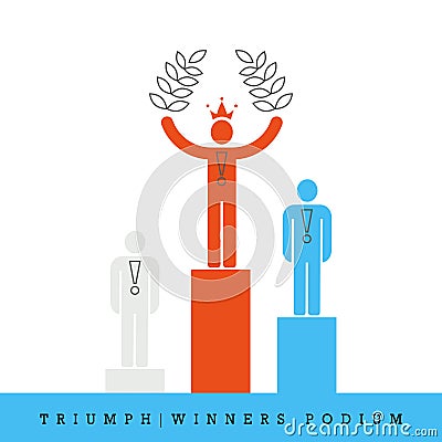 Triumph, Winners Podium Flat Style and Thin Line Vector Icon Vector Illustration