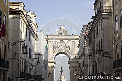 Triumphal Arch of Augusta Street, Lisbon Stock Photo