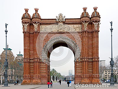 Brick Triumphal arch, Barcelona - Spain Editorial Stock Photo