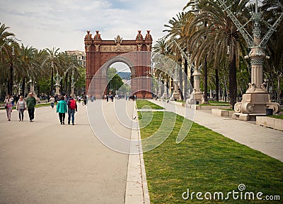 Triumphal arch in Barcelona Editorial Stock Photo