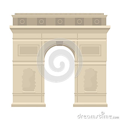 Triumphal arch icon in cartoon style isolated on white background. Vector Illustration